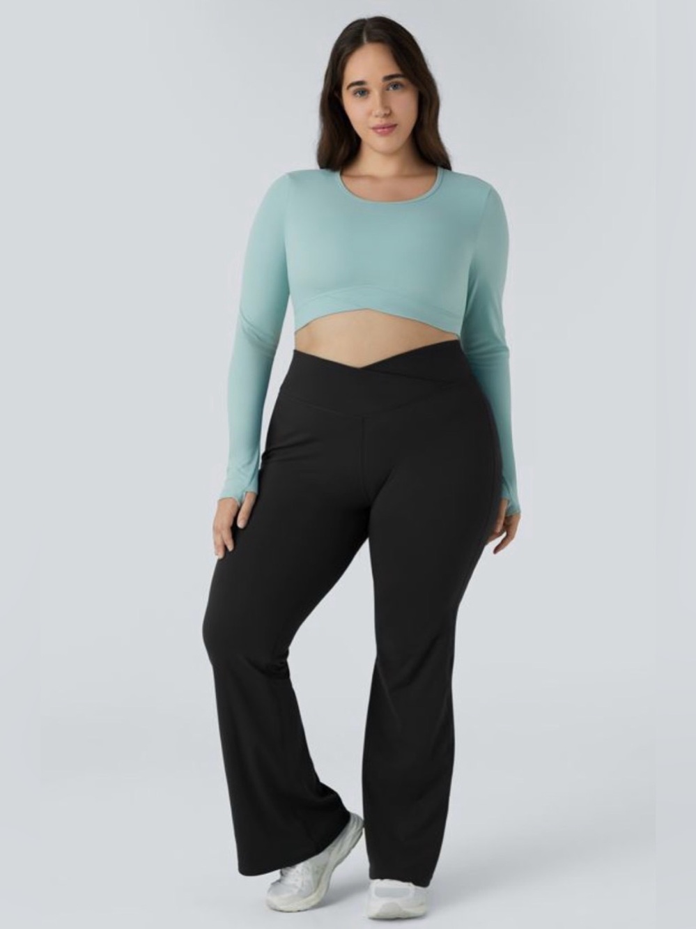 Halara Ribbed DayStretch High Waisted Crossover Full Length Flare